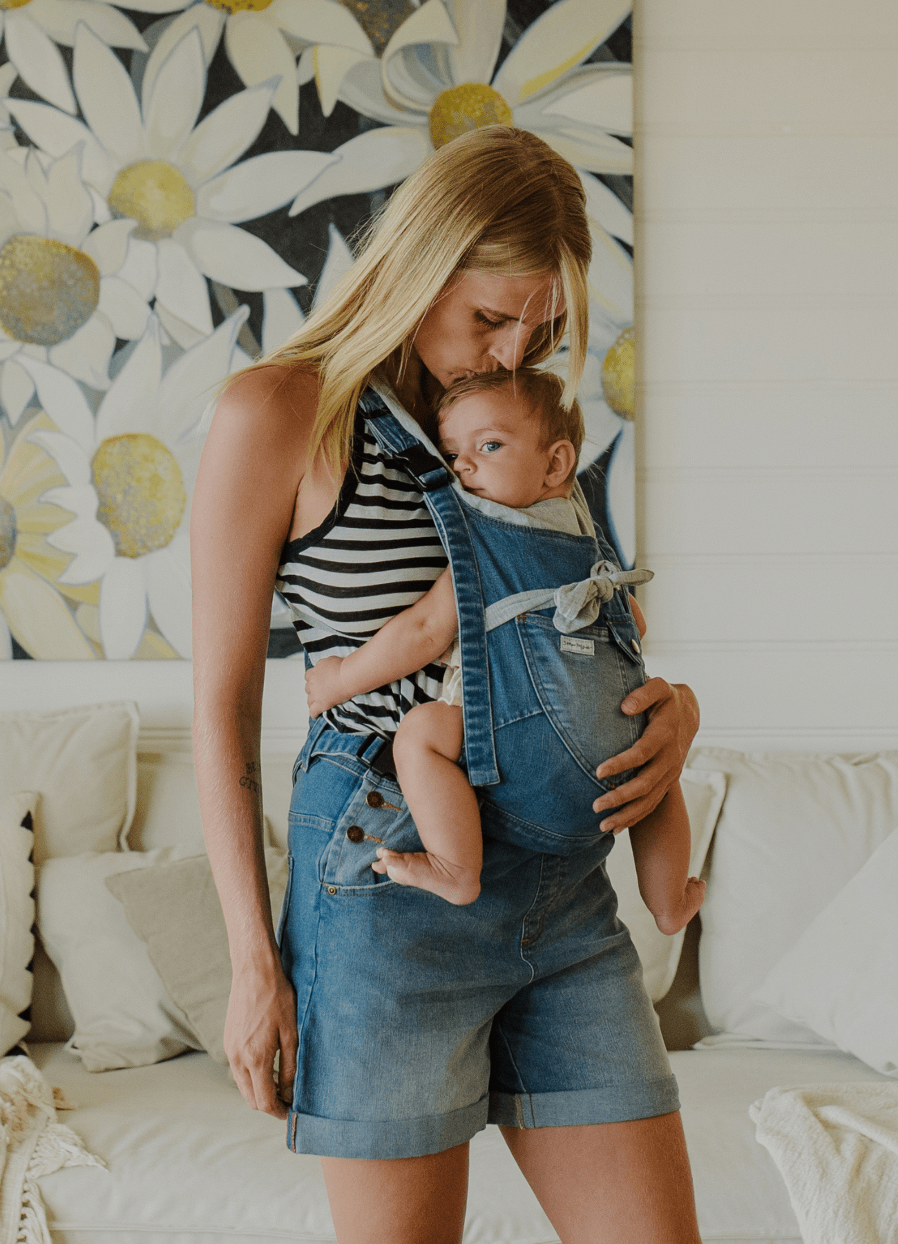 the classic shortie - the mumsie baby wearing overalls maternity baby carrier pregnancy