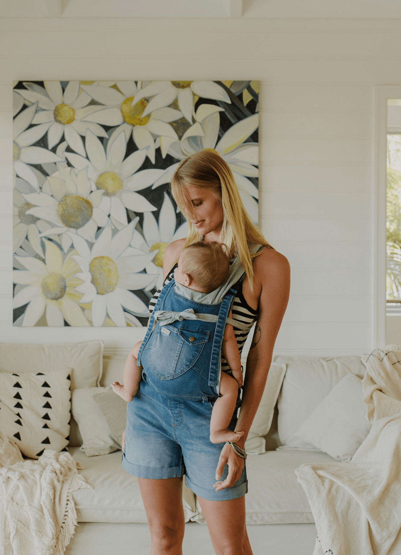 the classic shortie - the mumsie baby wearing overalls maternity baby carrier pregnancy