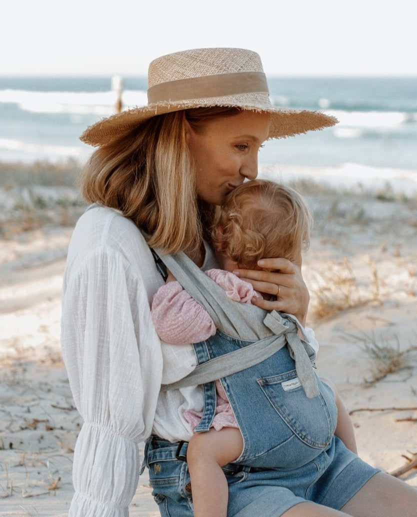 the classic shortie - the mumsie baby wearing overalls maternity baby carrier pregnancy