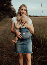 the summer - the mumsie baby wearing overalls maternity baby carrier pregnancy