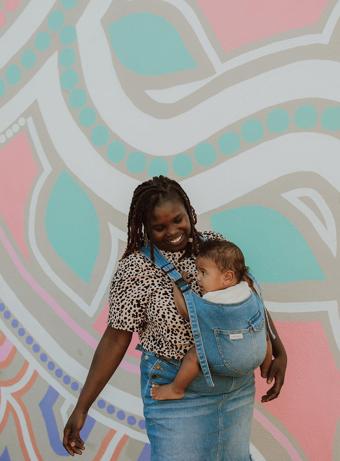 the summer - the mumsie baby wearing overalls maternity baby carrier pregnancy